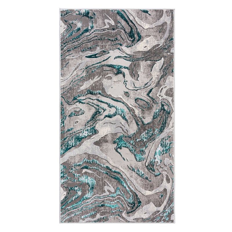 Marble floor rug - Erio Marbled Grey/Turquoise