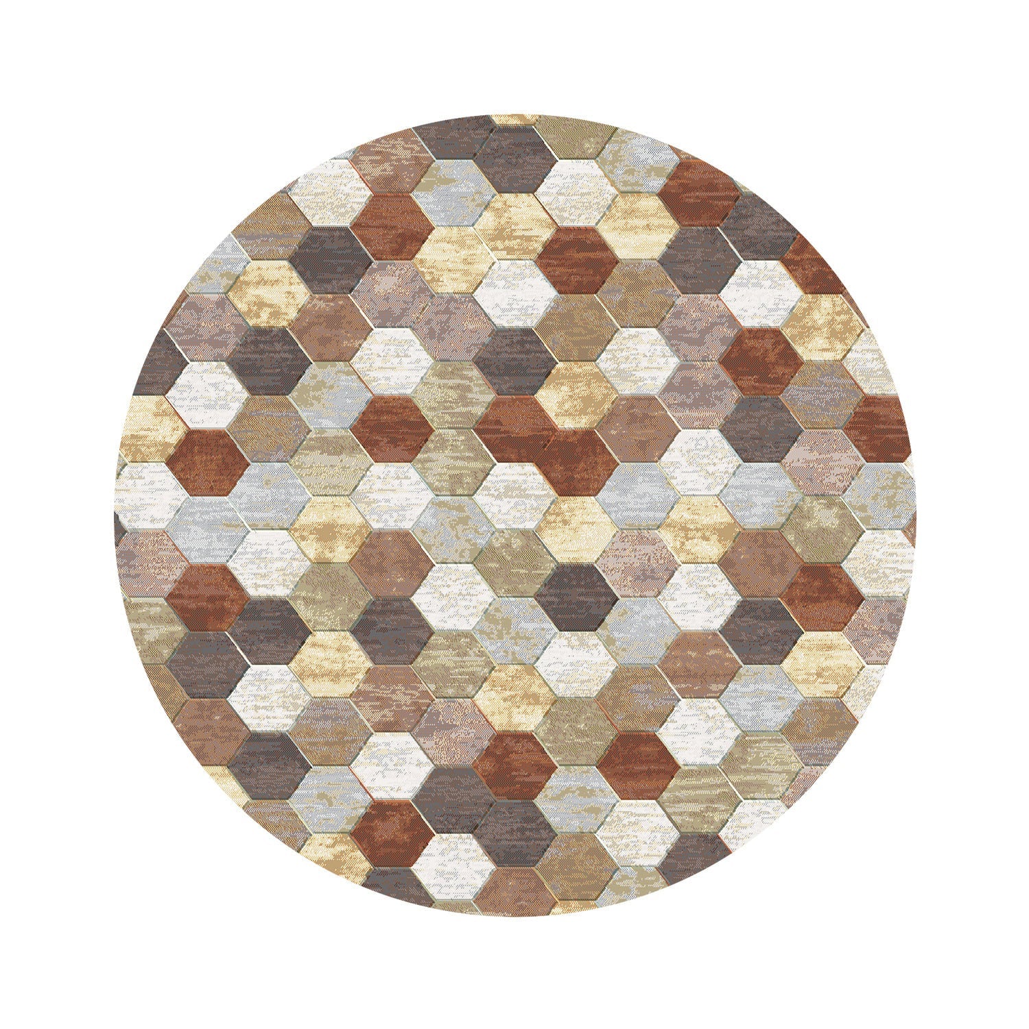 Round modern floor rug - Amado Brown 4248