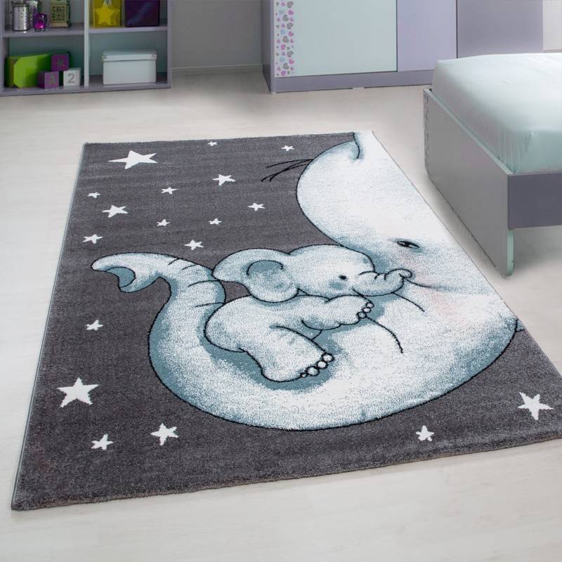 Children's Floor Rug - Anna Elephant Blue