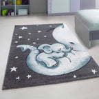Children's Floor Rug - Anna Elephant Blue