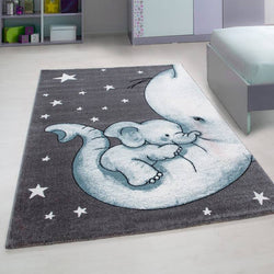 Children's Floor Rug - Anna Elephant Blue