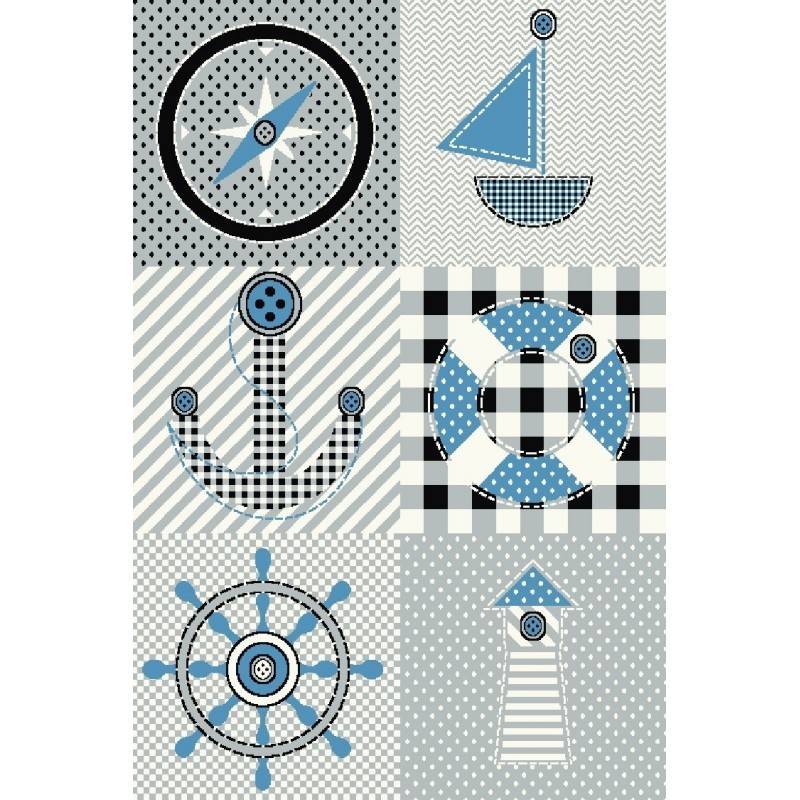 Children's Floor Rug - Mila Marine Grey/Blue