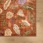 Washable rug – Misty Flowers Terracotta