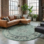 Round Vintage Rug - Wonder Green/Black