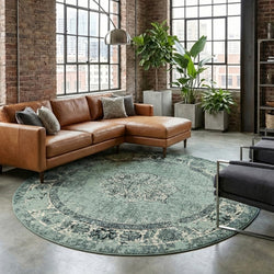 Round Vintage Rug - Wonder Green/Black