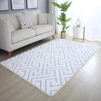 Soft geometric floor rug - Vellion Maze White/Silver