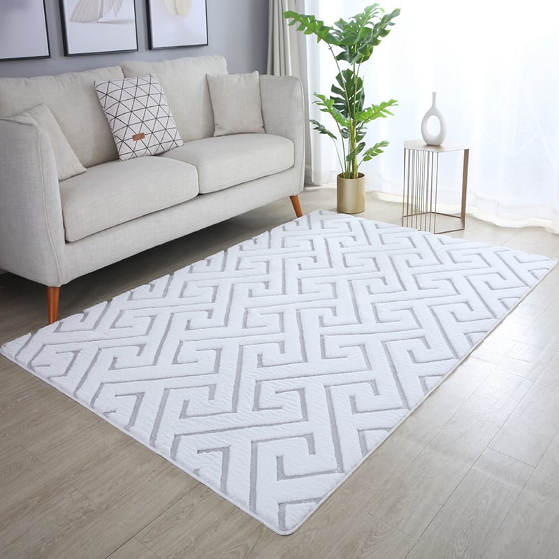 Soft geometric floor rug - Vellion Maze White/Silver