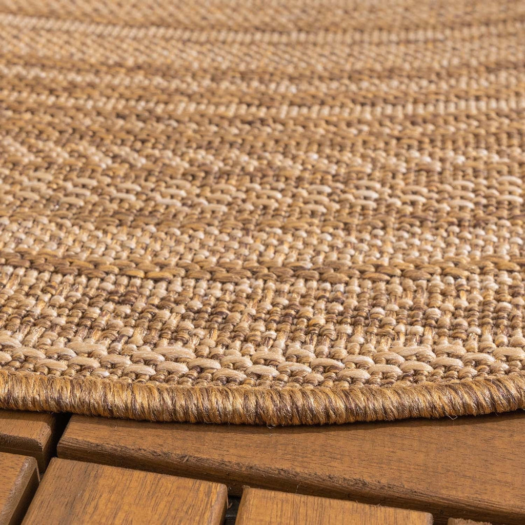 Round Jute Outdoor Rug - Mavi Stripes Cream/Brown