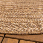 Round Jute Outdoor Rug - Mavi Stripes Cream/Brown