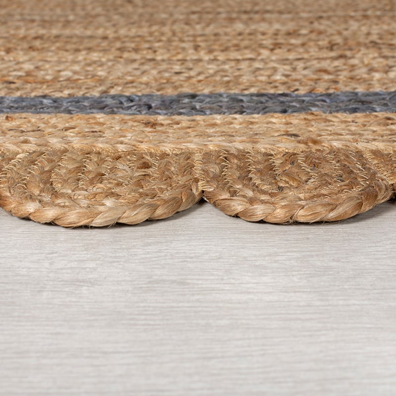 Round jute floor rug - Grazo Natural/Grey