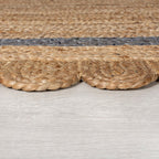 Round jute floor rug - Grazo Natural/Grey