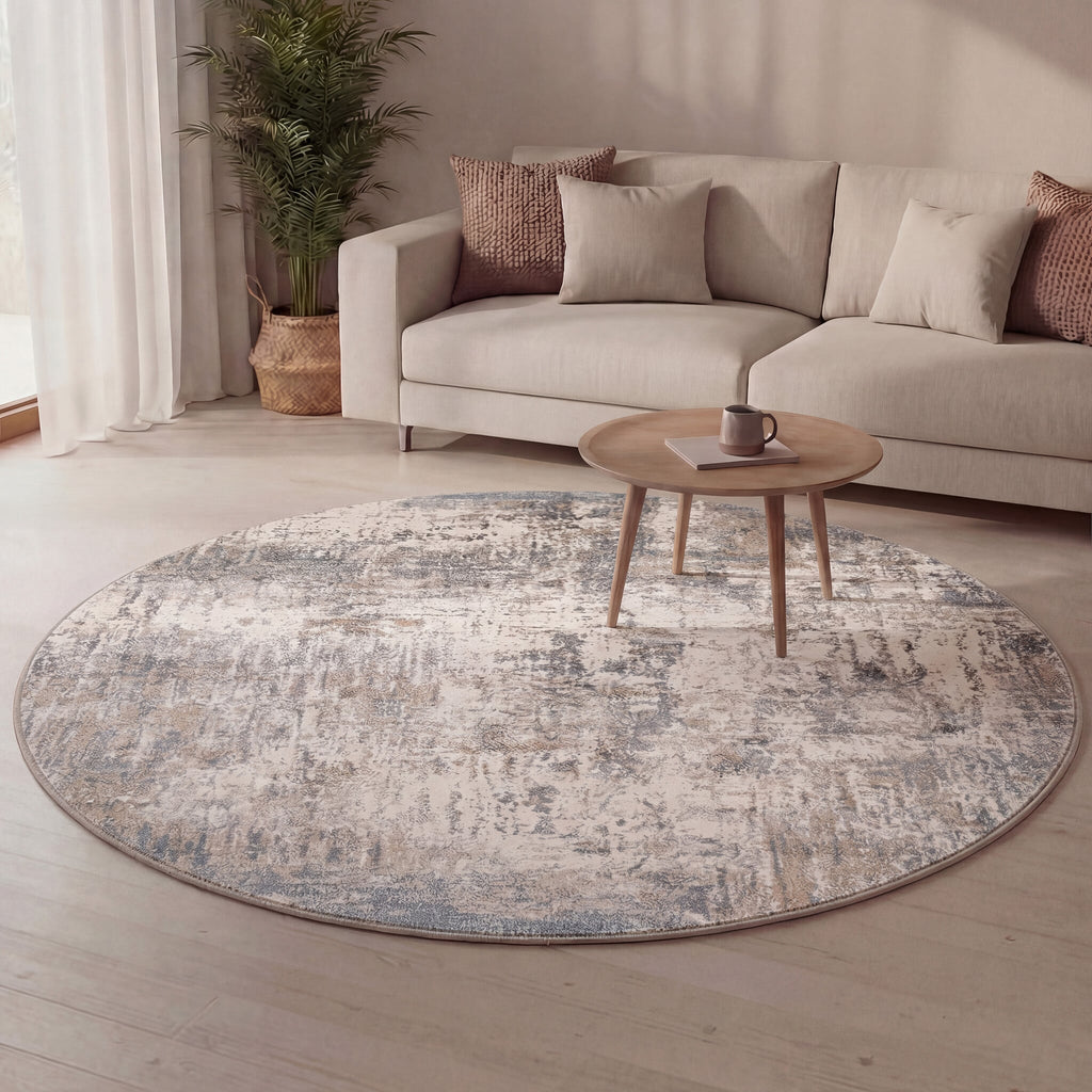Round washable rug - Misha Grunge Cream/Grey