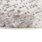 Round Low-Pile Floor Rug - Ghazi Brown/Cream 3600