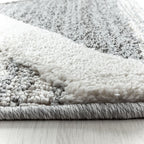 Round Scandinavian floor rug - Pitea Lines Grey/Cream