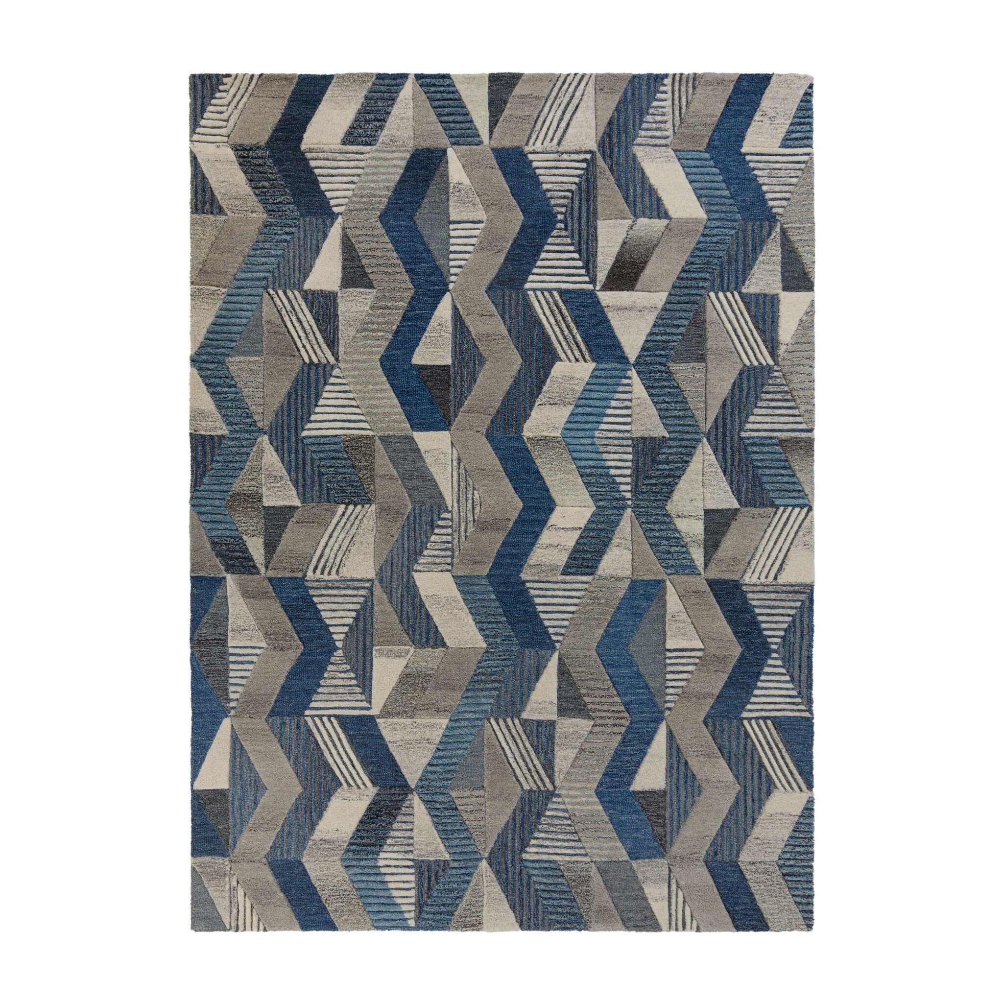 Graphic floor rug - Mado Asher Grey/Blue