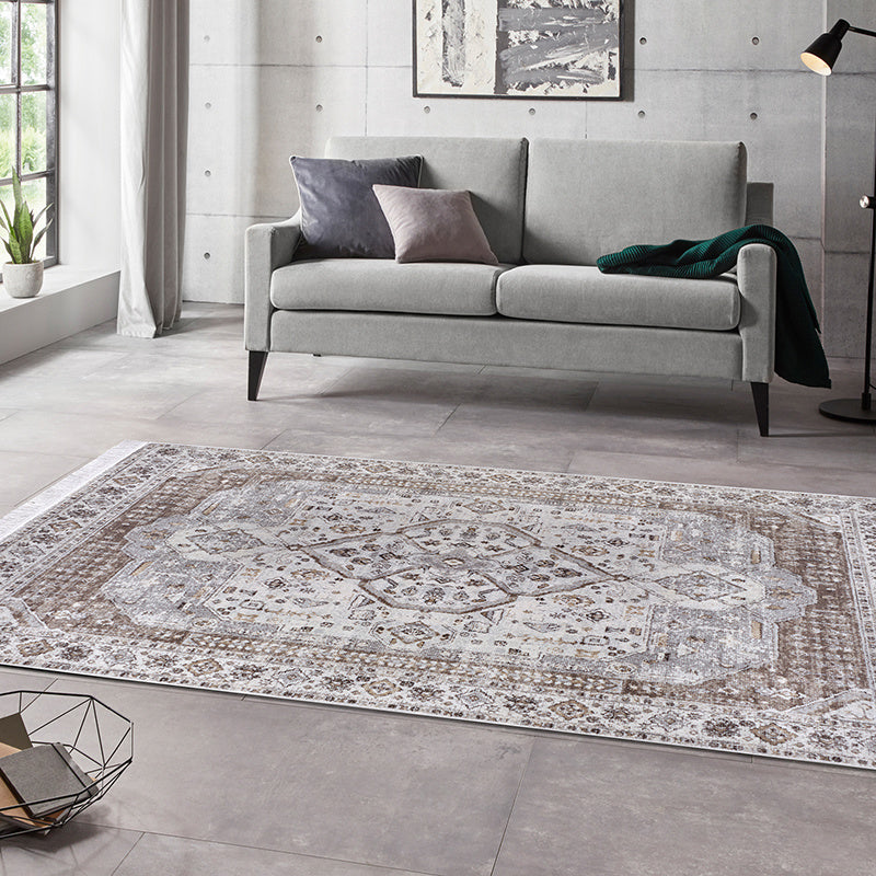 Persian Floor Rug - Gizem Madiha Silver/Grey