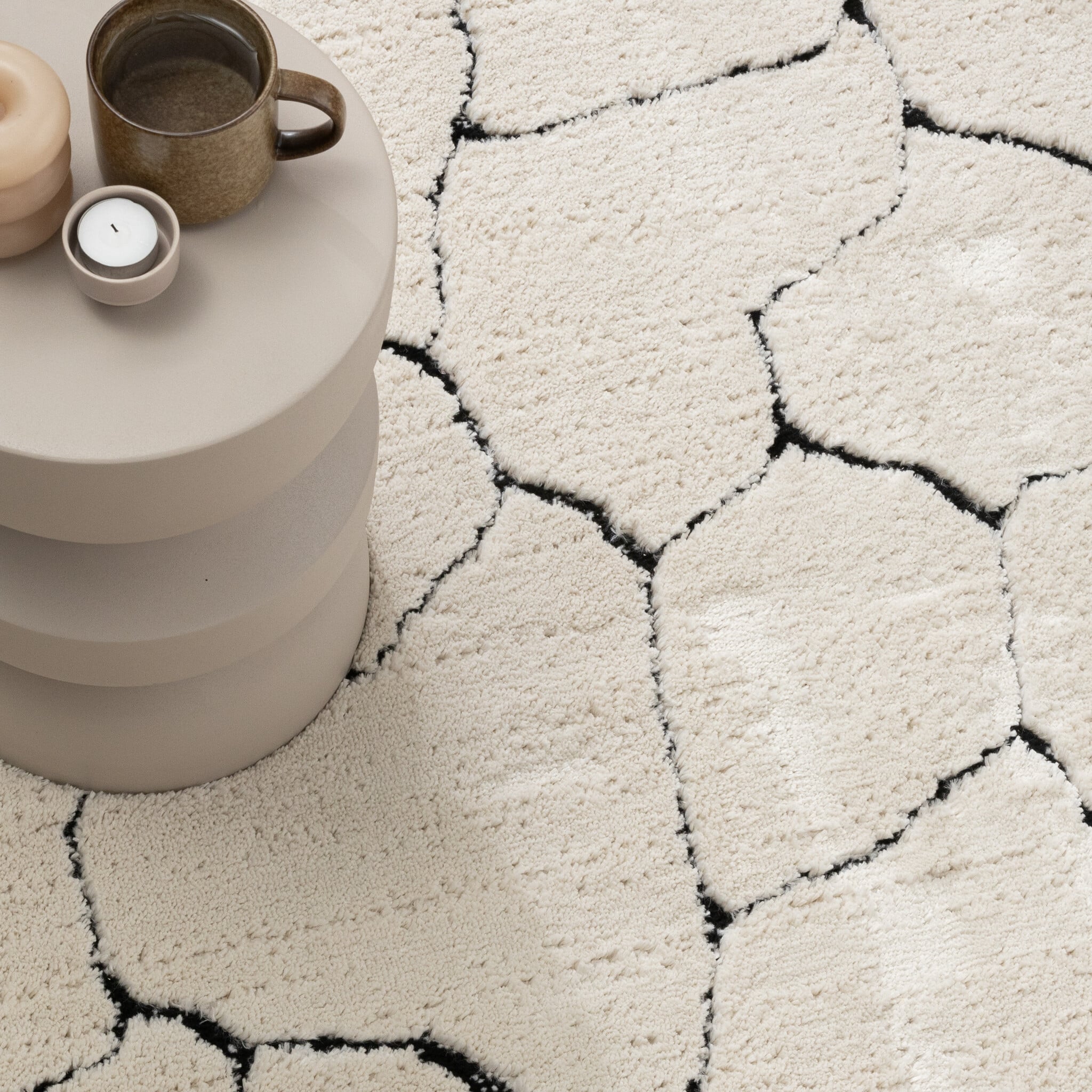 Scandinavian Rug - Yune Stone Cream/Black