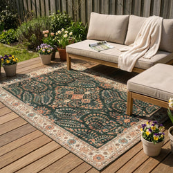 Vintage Outdoor Rug - Santo Flora Dark Green