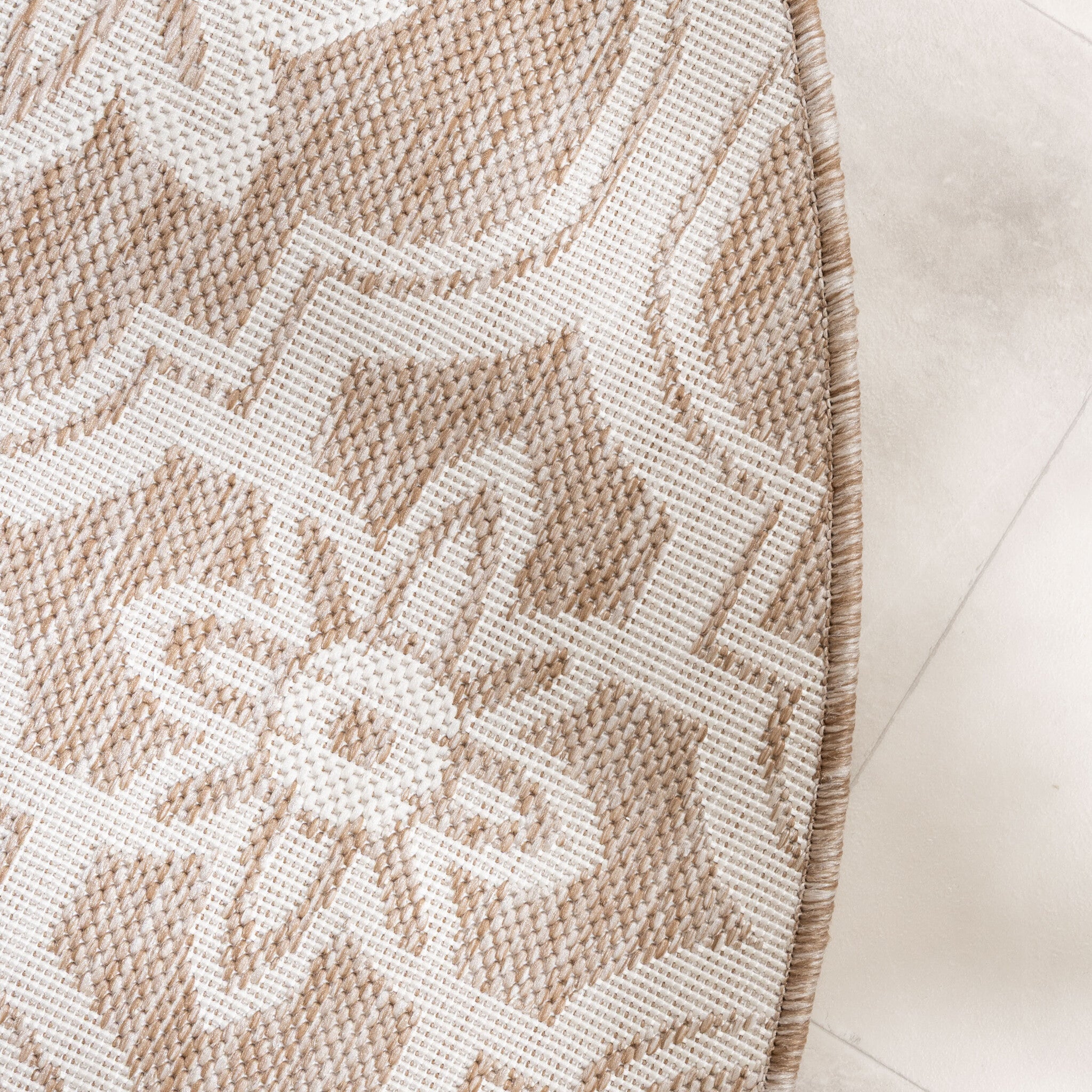 Round Outdoor Rug – Rio Flower Beige