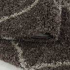 Round berber floor rug - Agadir Lines Taupe/Cream