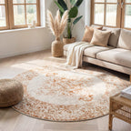 Round Vintage Rug - Spring Ethnic Cream/Terra