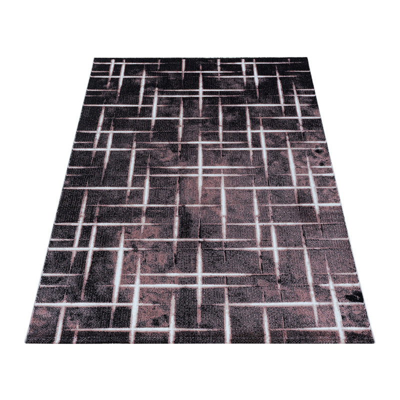 Modern Floor Rug - Streaky Scratch Pink/White
