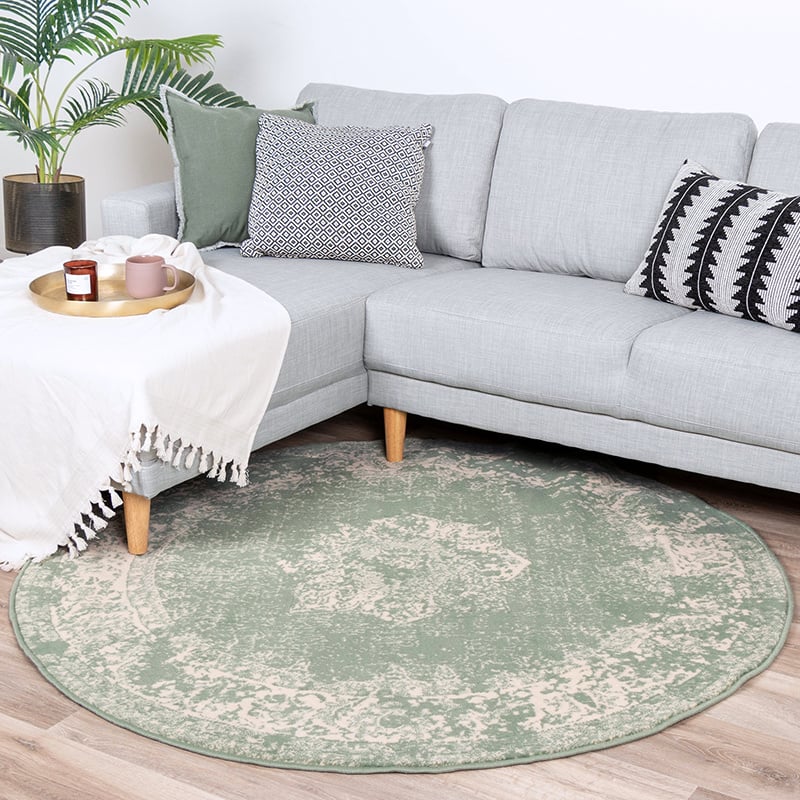 Round Vintage Rug - Wonder Green