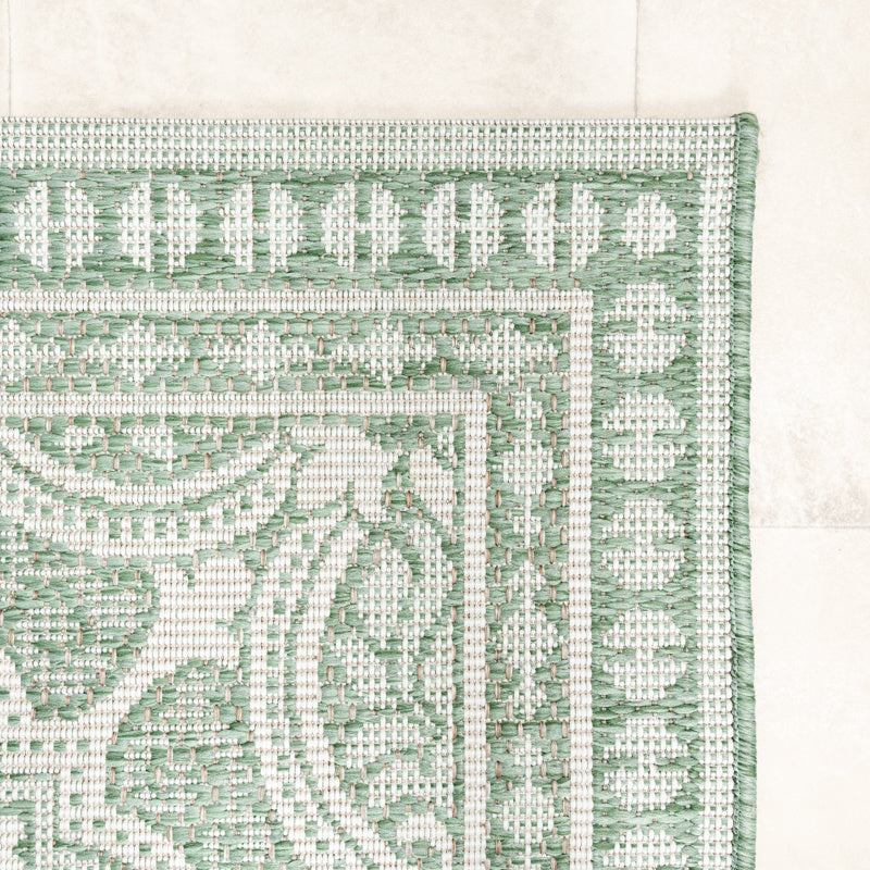 Round Outdoor Rug - Summer Oriental Green