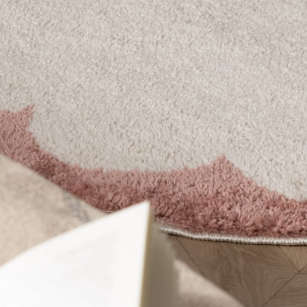 Round Washable Rug – Myrre Pink/White