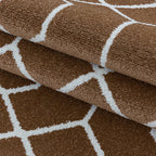 Retro Floor Rug - Stencil Pattern Brown/White