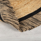 Round jute floor rug - Kahano Natural/Black