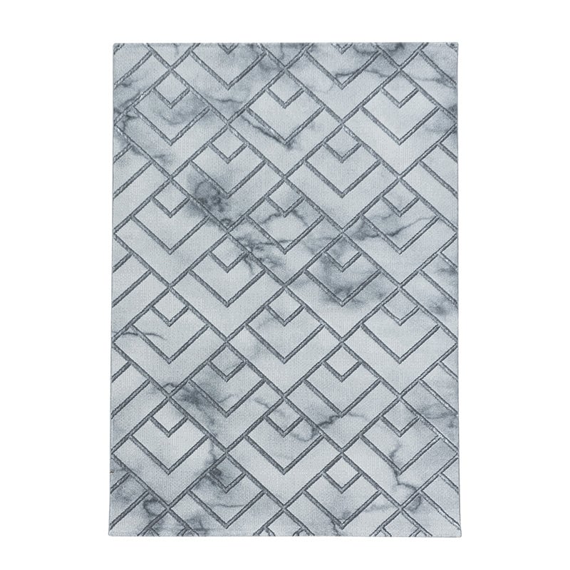 Modern Floor Rug - Marble Pattern Grey/Silver