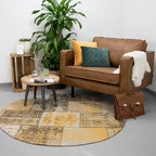 Round Patchwork Rug - Dreams Ochre Yellow