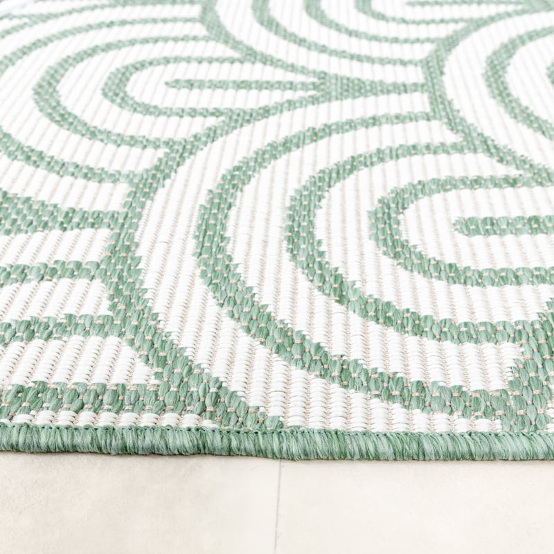 Round Outdoor Rug - Summer Arch Green