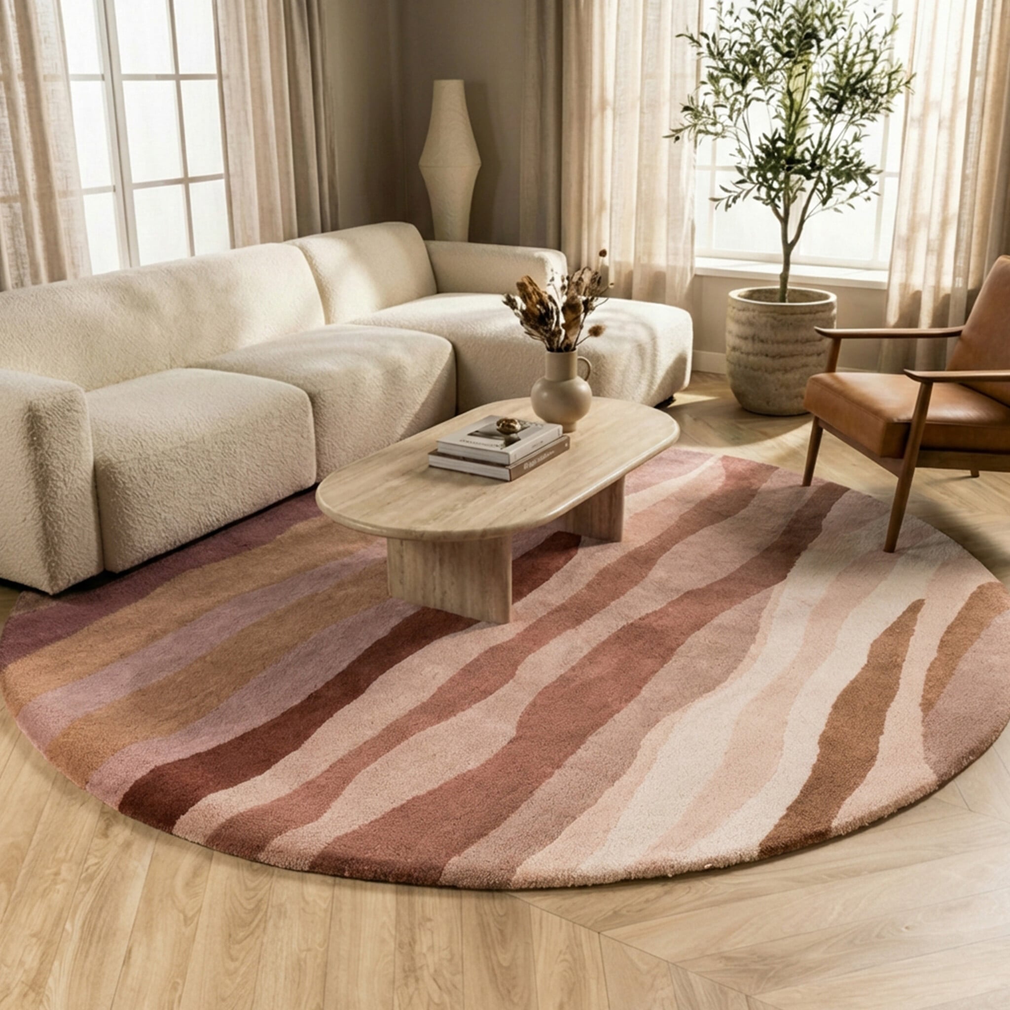 Round Wool Rug – Liora Pink