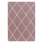 Low pile floor rug - Smoothly Lines Pink/White