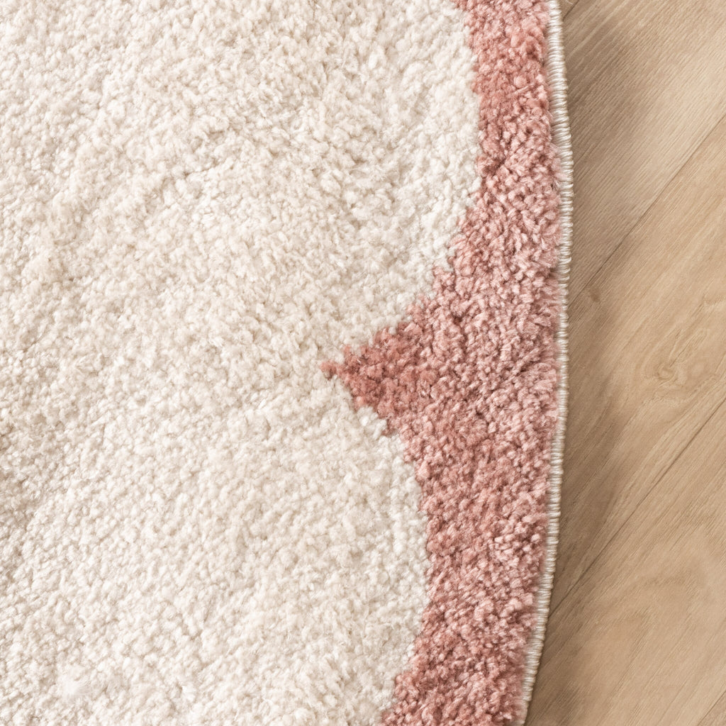 Round Washable Rug – Myrre Pink/White