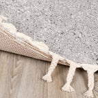 Round High Pile Rug - Lofty Fringe Light Grey