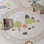 Round Play Rug Car - Rocky Ride Grey