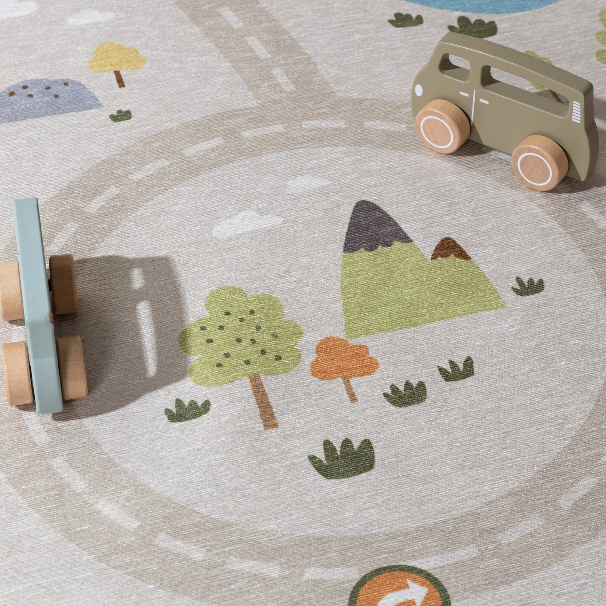 Round Play Rug Car - Rocky Ride Grey