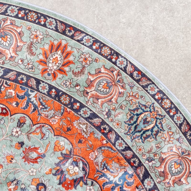 Round Vintage Rug - Imagine Medallion Green
