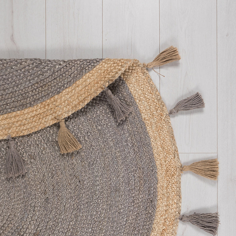 Round jute floor rug - Lunaro Grey/Natural
