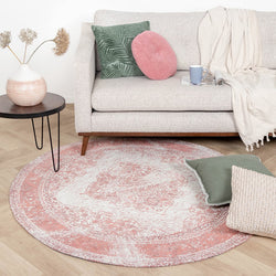 Round Vintage Rug - Admire Pink