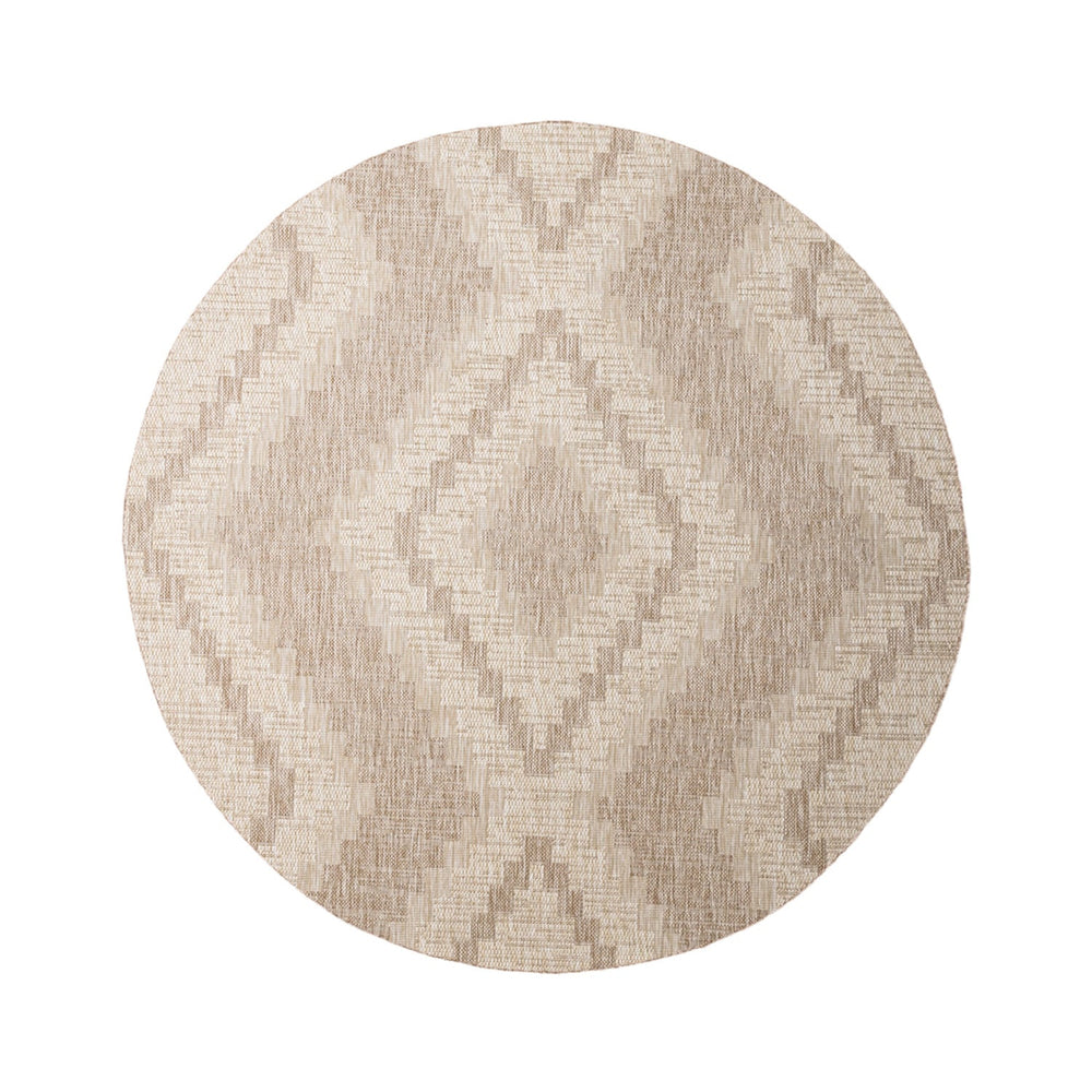Round Jute Outdoor Rug - Atlas Diamond Brown/Cream