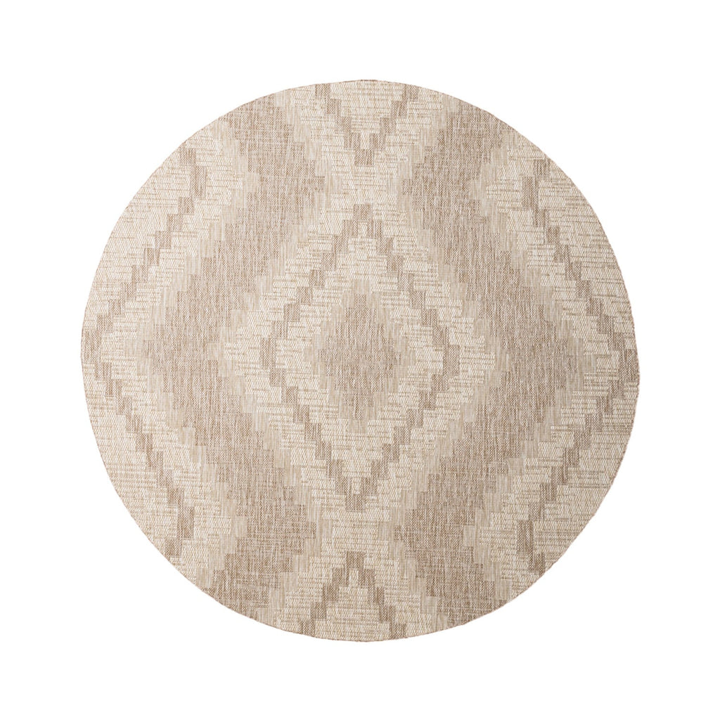 Round Jute Outdoor Rug - Atlas Diamond Brown/Cream