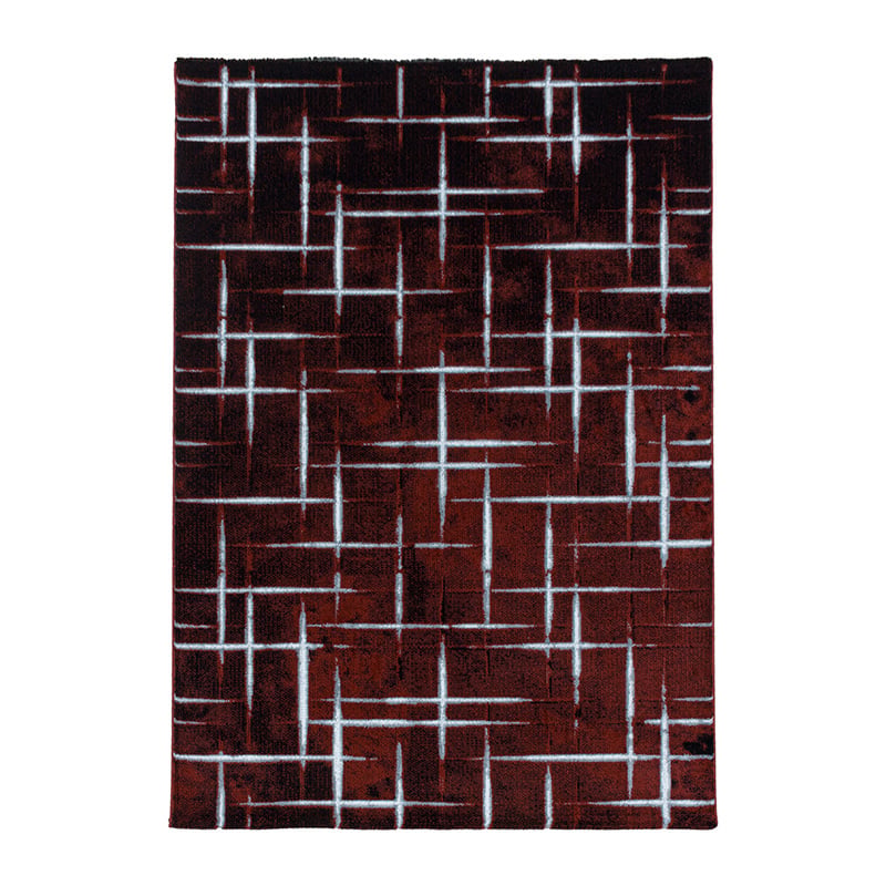 Modern Floor Rug - Streaky Scratch Red/White