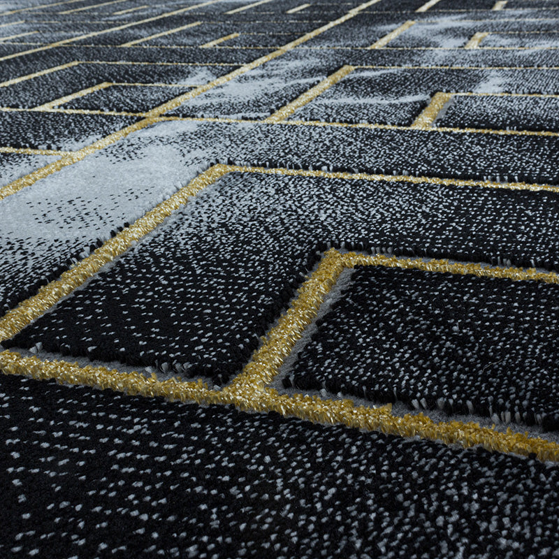 Modern floor rug - Marble Pattern Anthracite/Gold