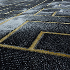 Modern floor rug - Marble Pattern Anthracite/Gold