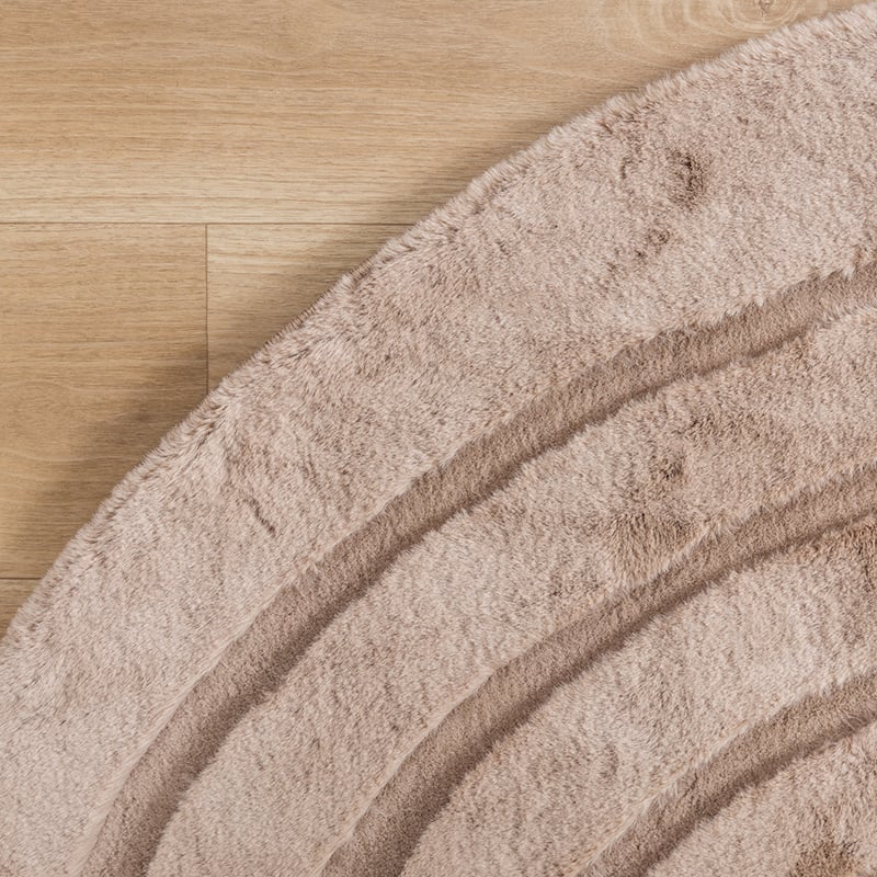 Round High Pile Rug - Carvy Curves Taupe