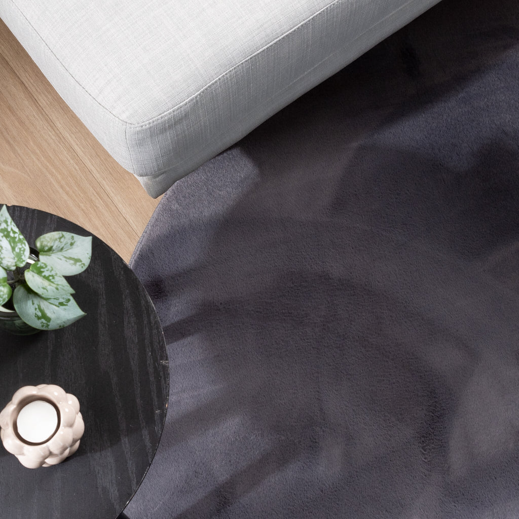 Round Low-Pile Rug - Cozy Anthracite
